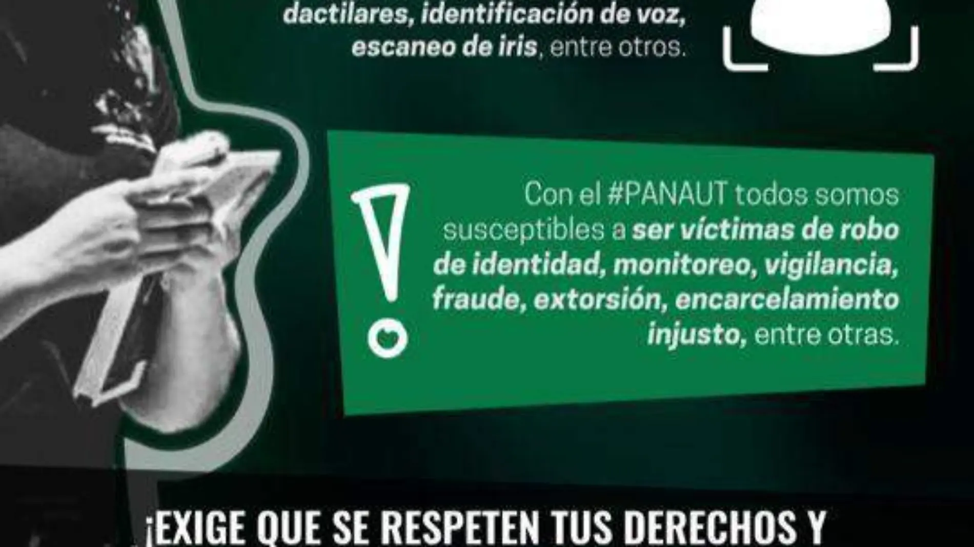 Especialistas y expertos convocan a la población a no dar sus datos biométricos